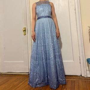 “Handmade Light Blue Sparkly Evening Dress– Small Size”